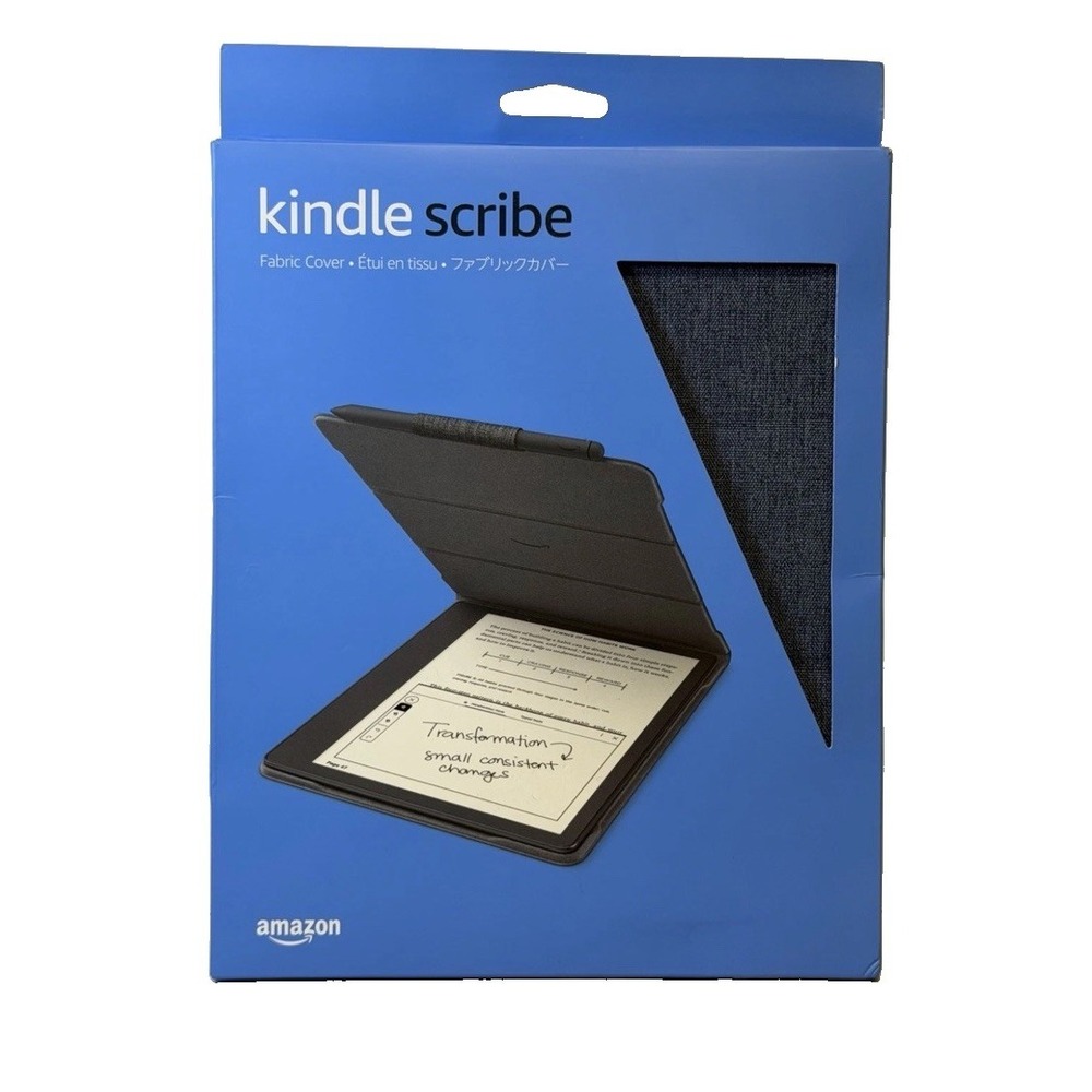 Amazon Kindle Scribe Fabric Folio Cvr  Magnetic Attach Slim Stand Case Denim NIB